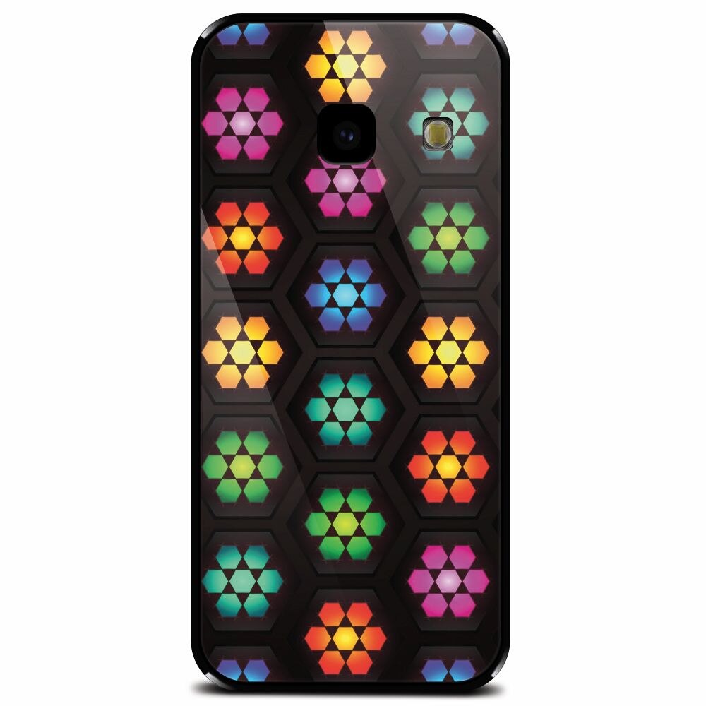 Husa din sticla securizata pentru Samsung Galaxy J4 Plus, Kaleidoscope Mosaic Patterns