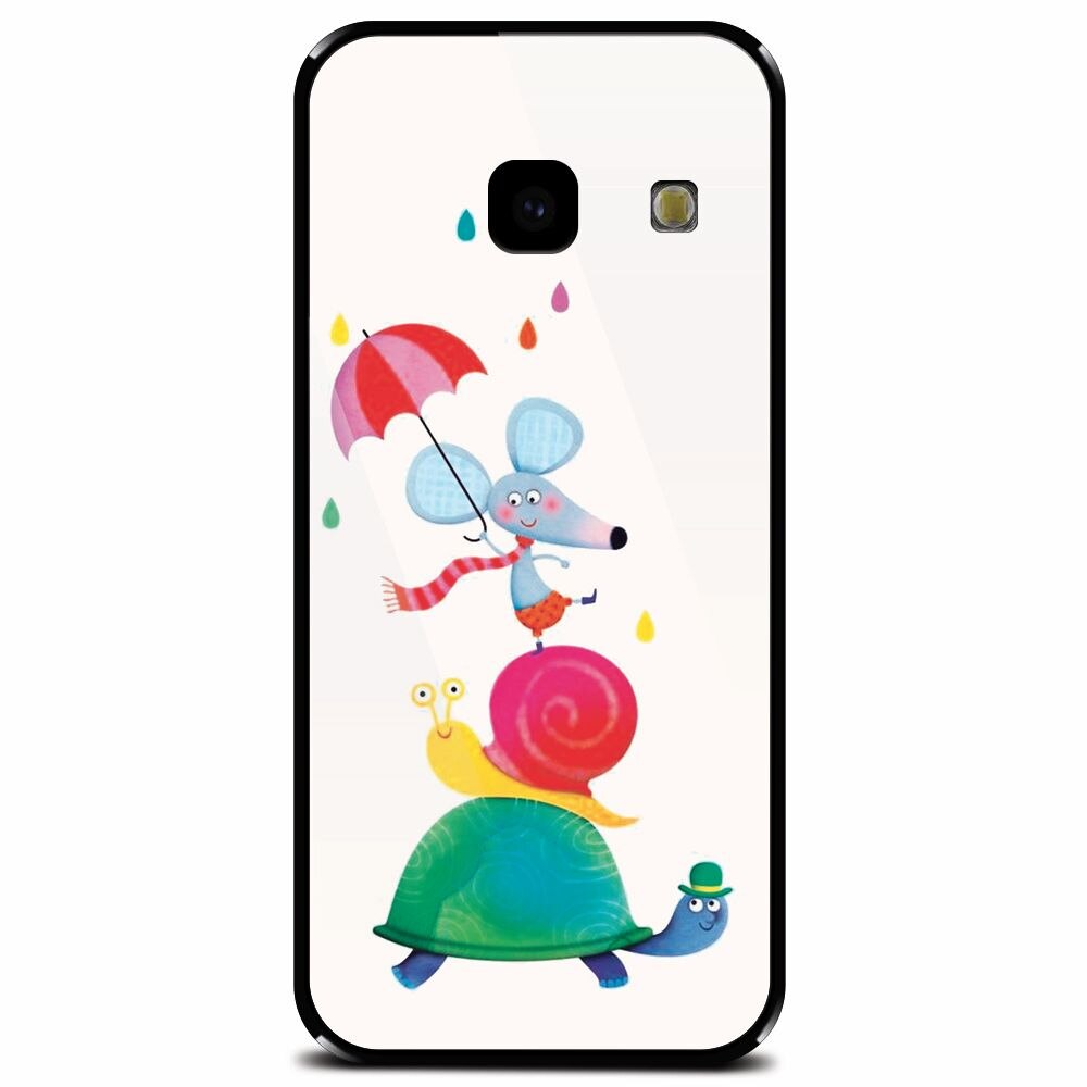 Husa din sticla securizata pentru Samsung Galaxy J4 Plus, Happy Animals