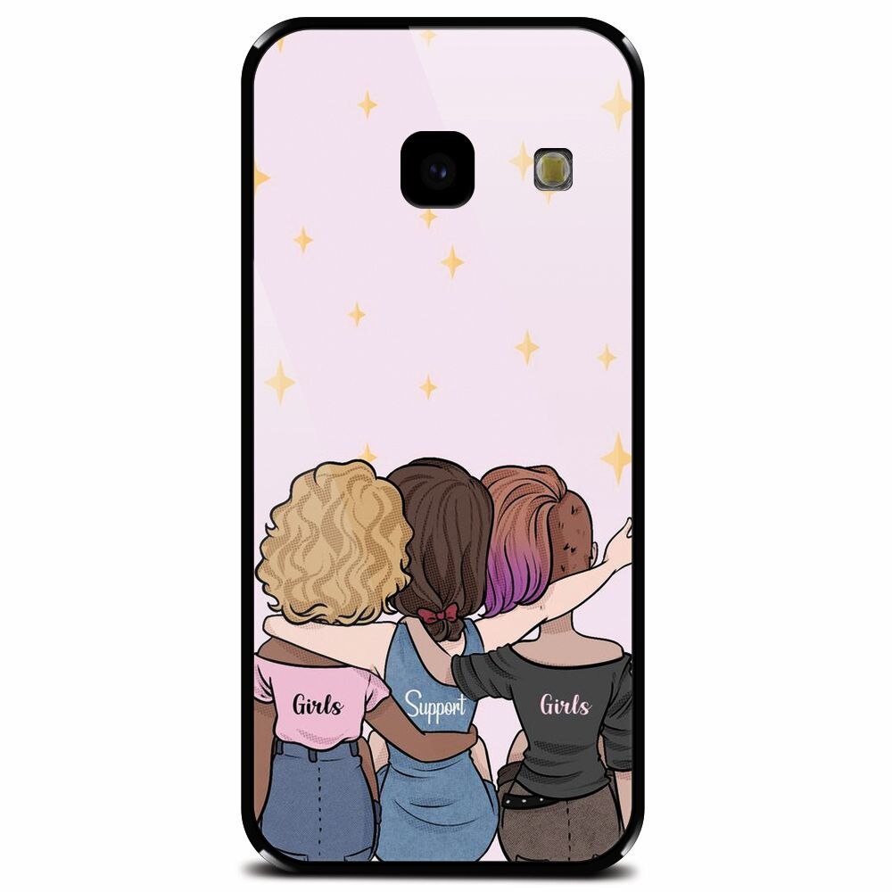 Husa din sticla securizata pentru Samsung Galaxy J4 Plus, Girls Support Girls