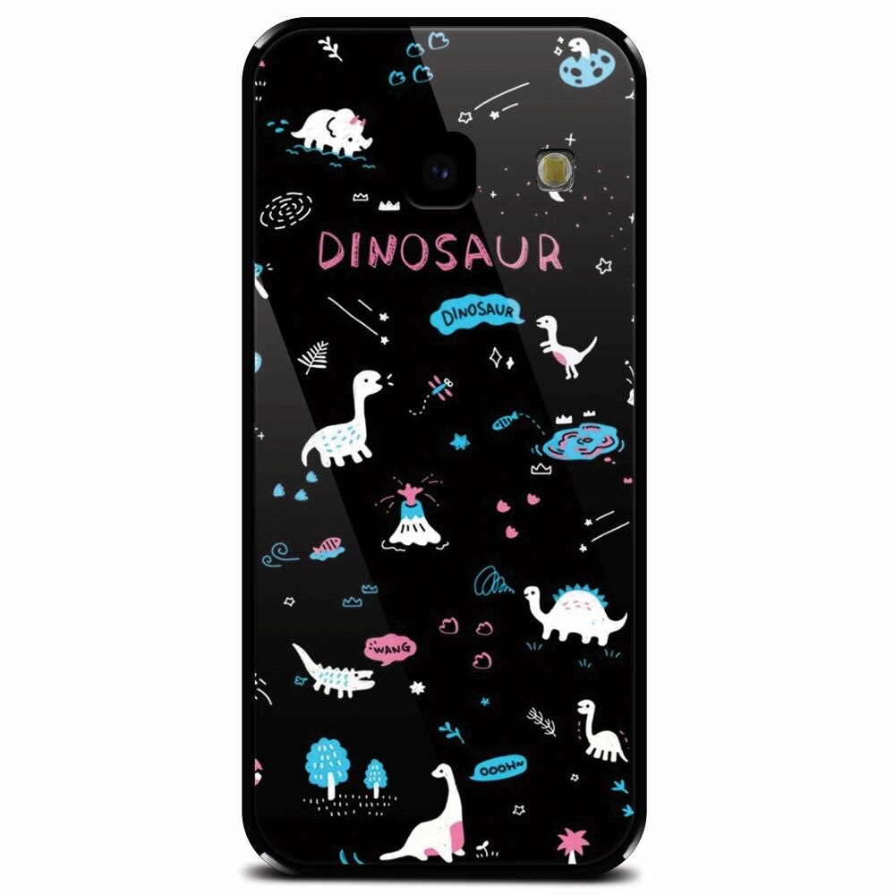 Husa din sticla securizata pentru Samsung Galaxy J4 Plus, Dinosaur