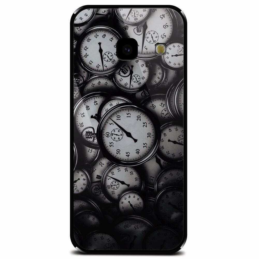 Husa din sticla securizata pentru Samsung Galaxy J4 Plus, Clocks Bw