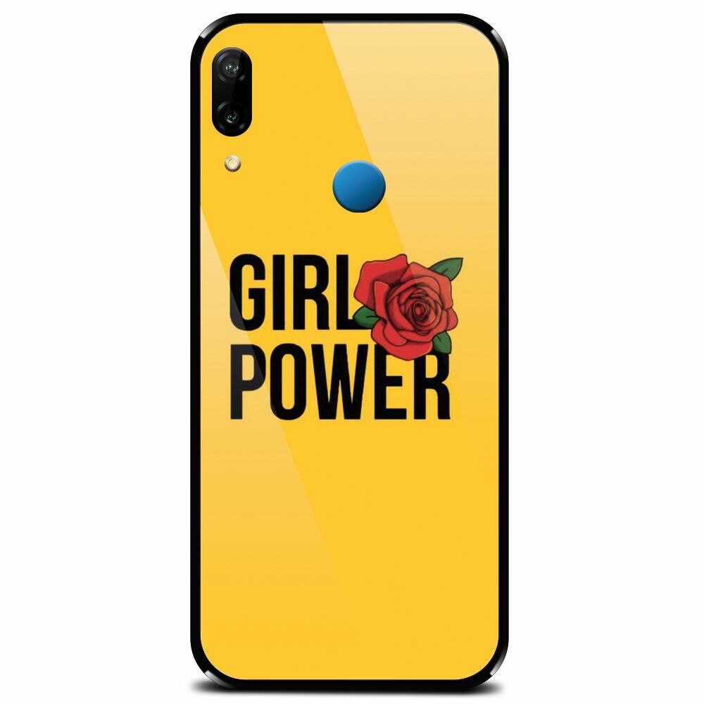Husa din sticla securizata pentru Huawei P20 Lite, Girl Power
