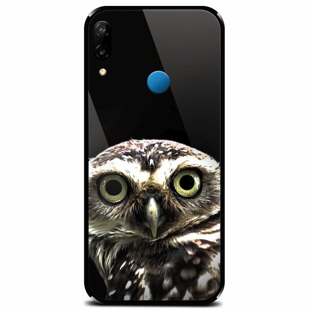 Husa din sticla securizata pentru Huawei P20 Lite, Owl In The Dark