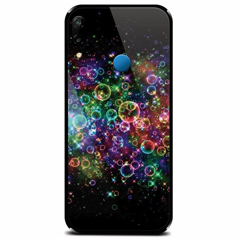 Husa din sticla securizata pentru Huawei P20 Lite, Rainbow Colored Soap Bubbles