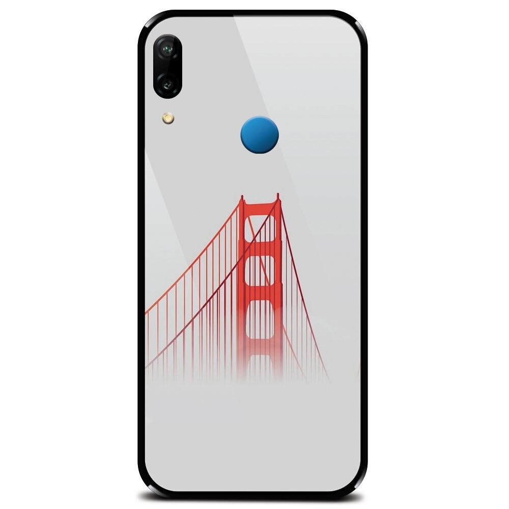 Husa din sticla securizata pentru Huawei P20 Lite, Red Bridge In Clouds