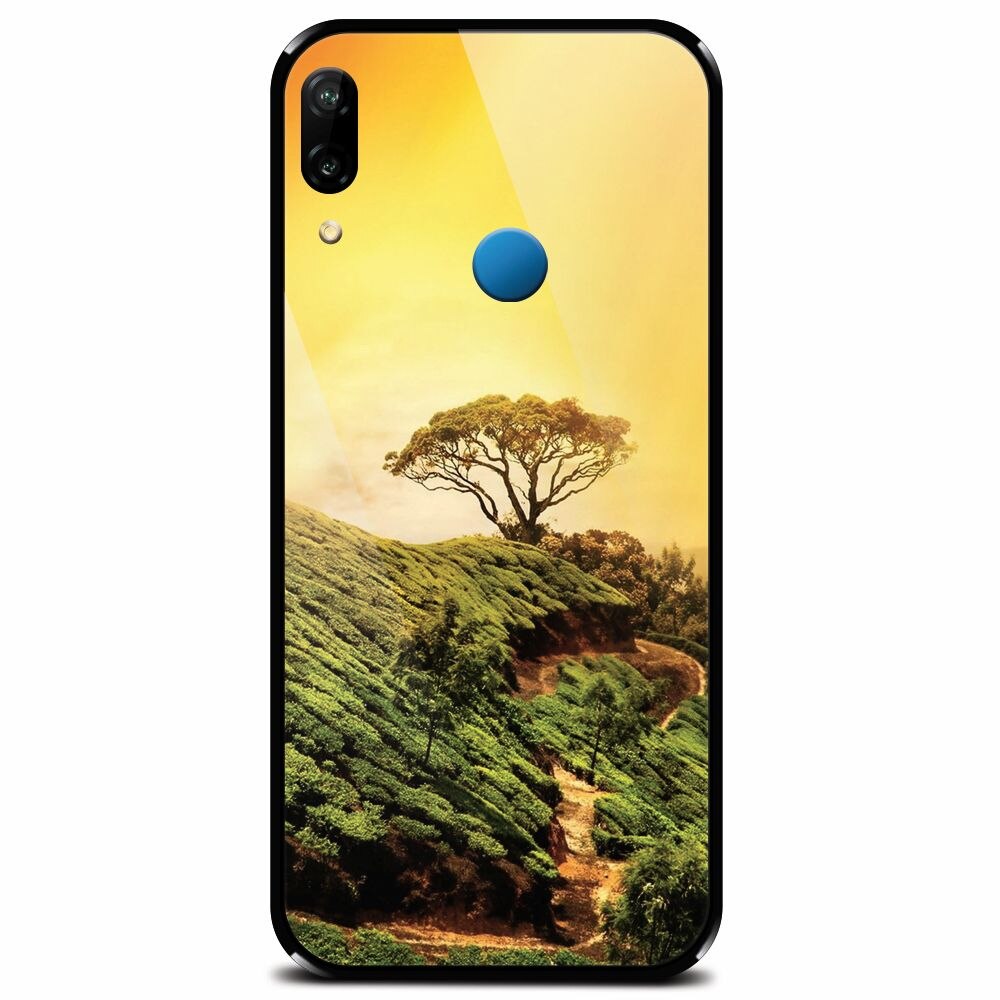 Husa din sticla securizata pentru Huawei P20 Lite, Hill Top Tree Golden Light