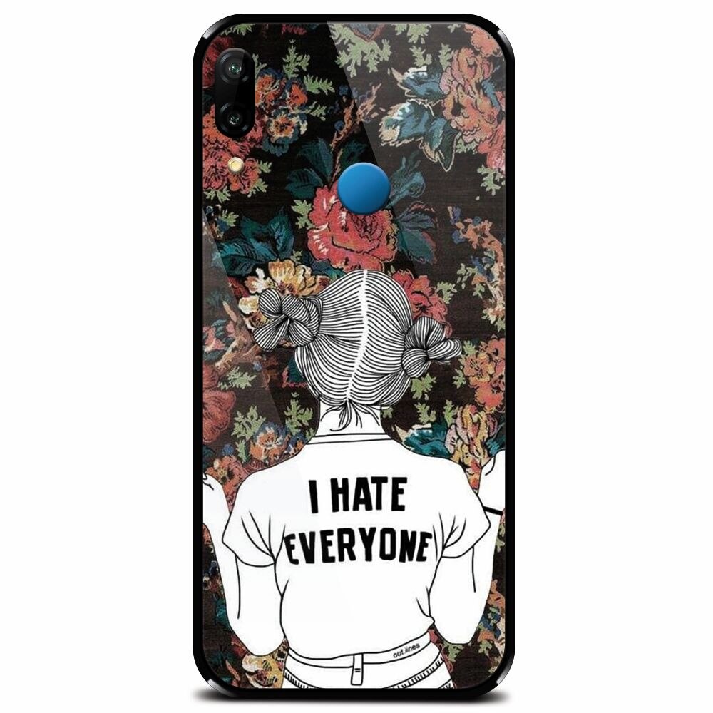 Husa din sticla securizata pentru Huawei P20 Lite, I Hate Everyone