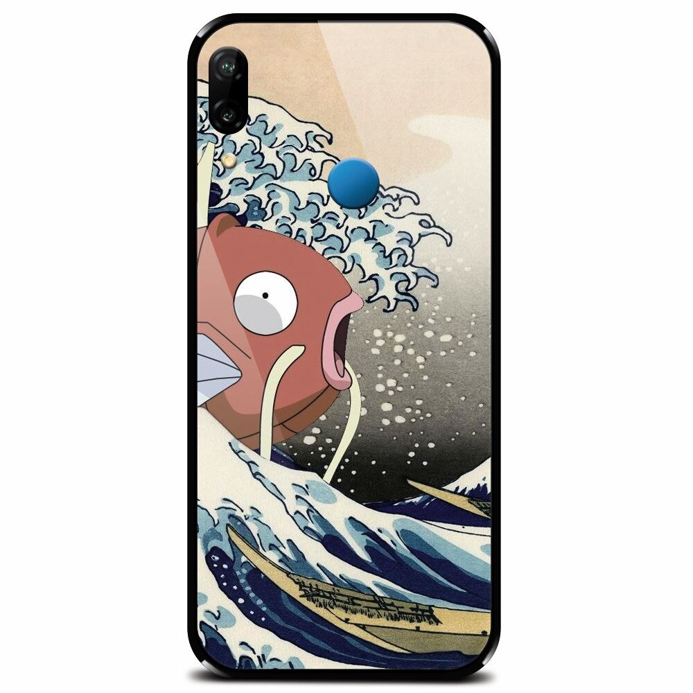 Husa din sticla securizata pentru Huawei P20 Lite, Great Wave Fish