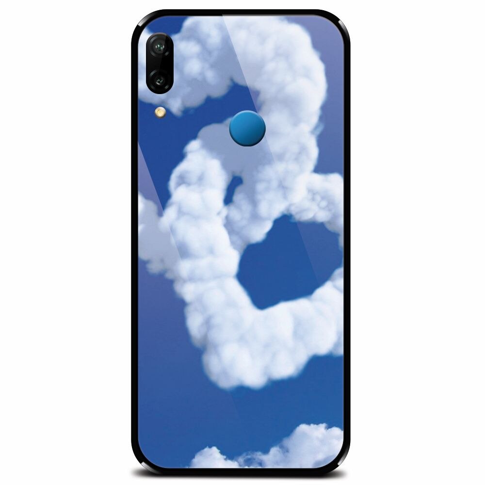 Husa din sticla securizata pentru Huawei P20 Lite, Heart Shaped Clouds Blue Sky