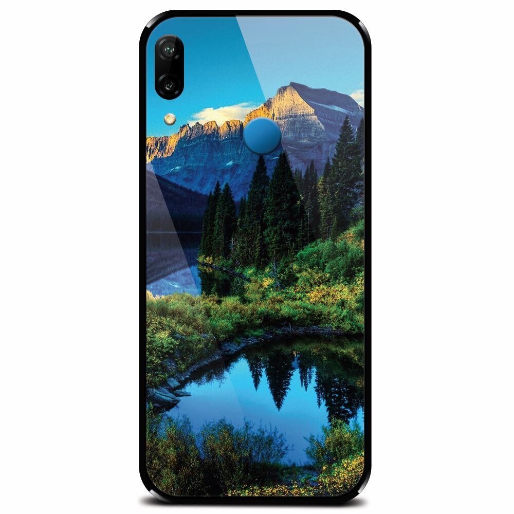 Husa din sticla securizata pentru Huawei P20 Lite, HDR Mountains Lake