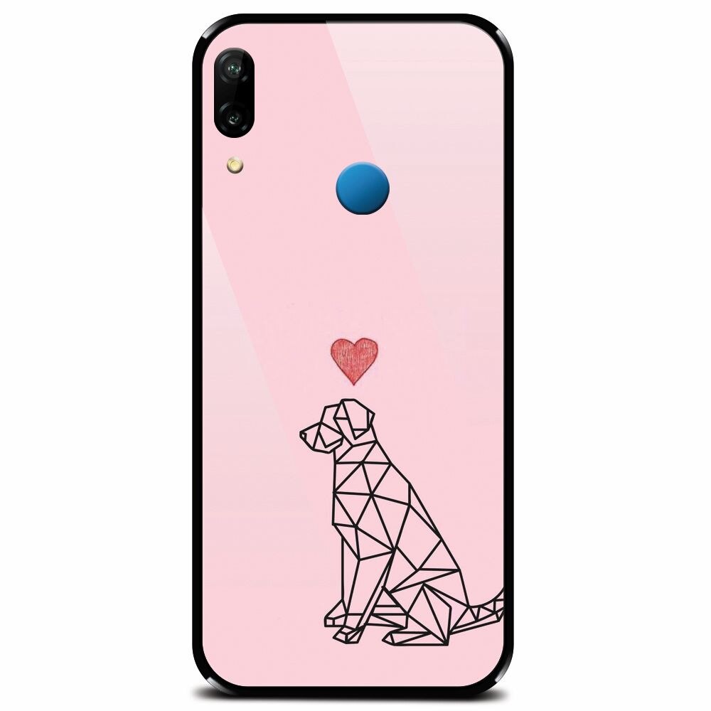 Husa din sticla securizata pentru Huawei P20 Lite, Love Dog