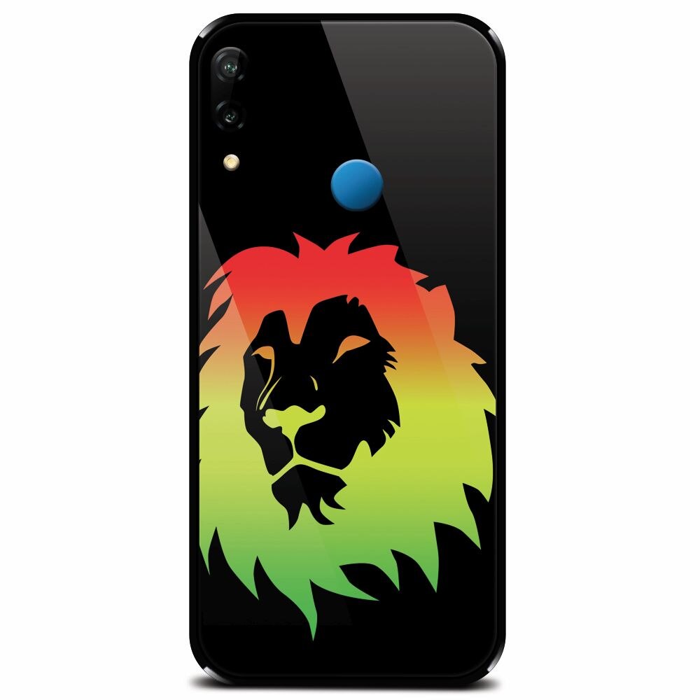 Husa din sticla securizata pentru Huawei P20 Lite, Rasta Color Lion