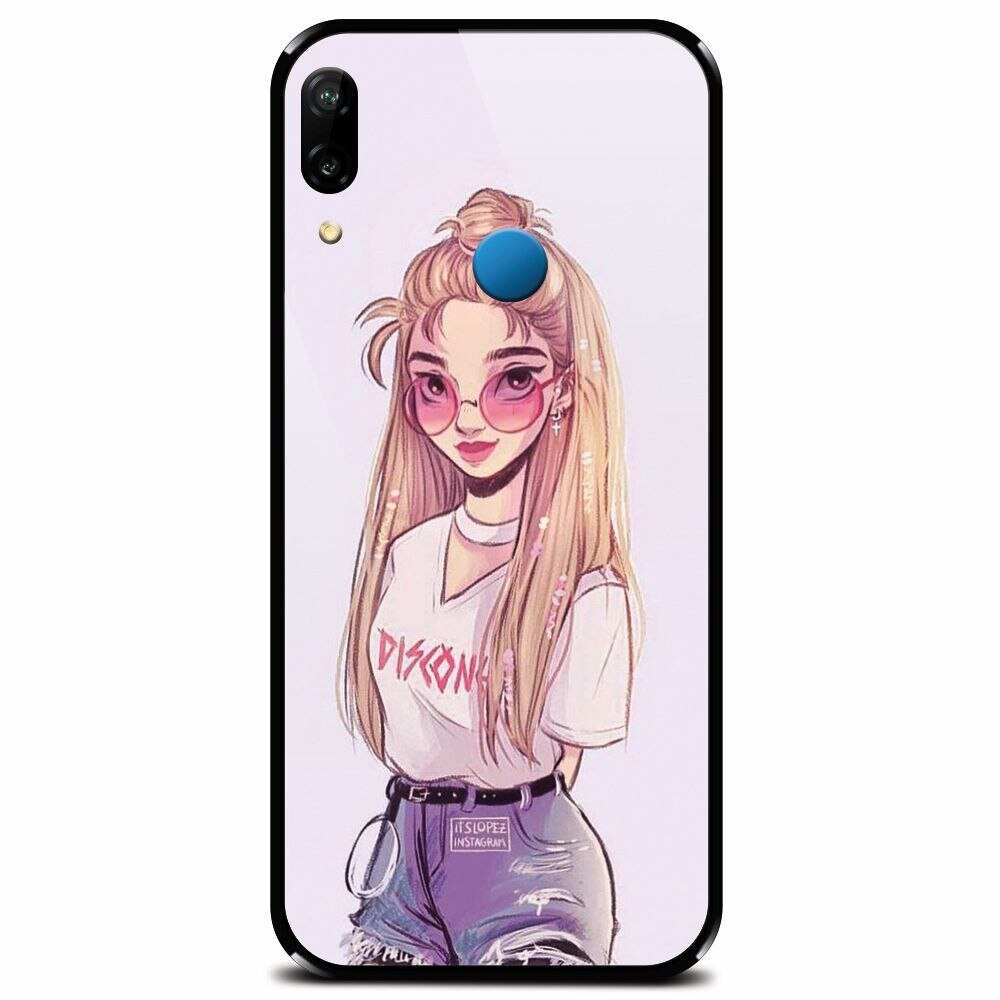 Husa din sticla securizata pentru Huawei P20 Lite, Girl Look