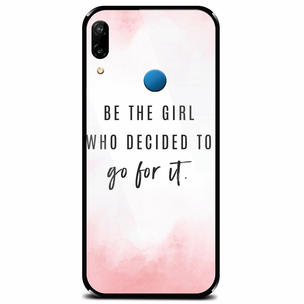 Husa din sticla securizata pentru Huawei P20 Lite, Quotes Pink