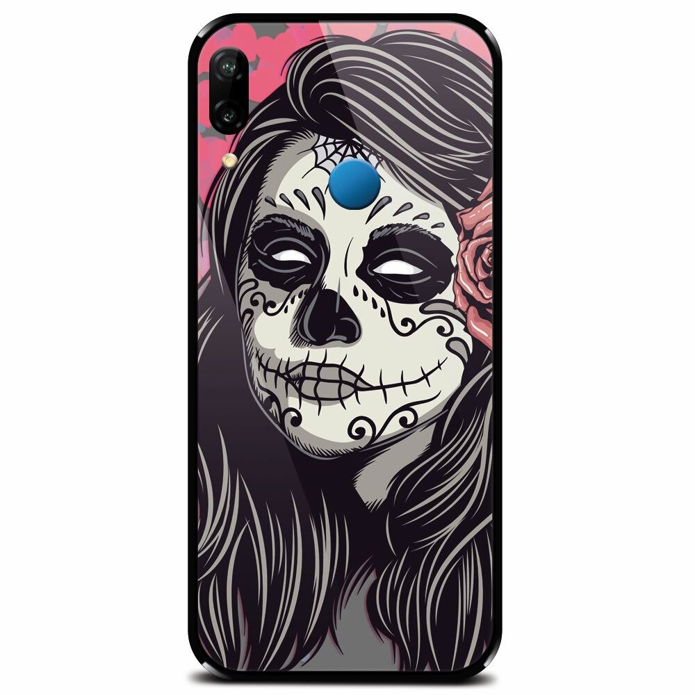 Husa din sticla securizata pentru Huawei P20 Lite, Mexican Girl Skull