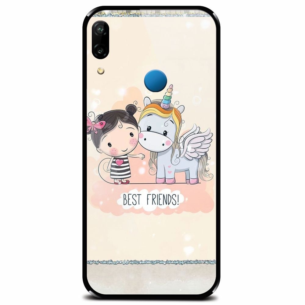Husa din sticla securizata pentru Huawei P20 Lite, Best Friends