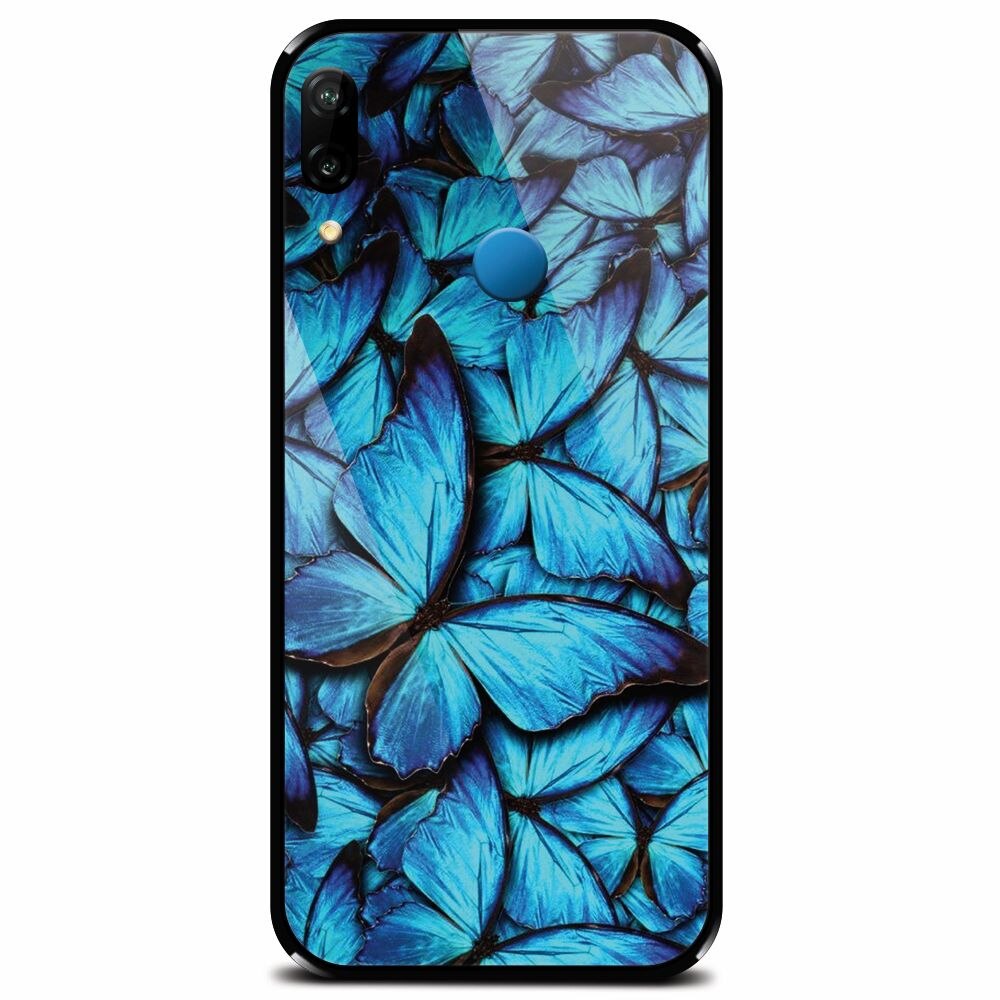 Husa din sticla securizata pentru Huawei P20 Lite, Blue Butterfly 101
