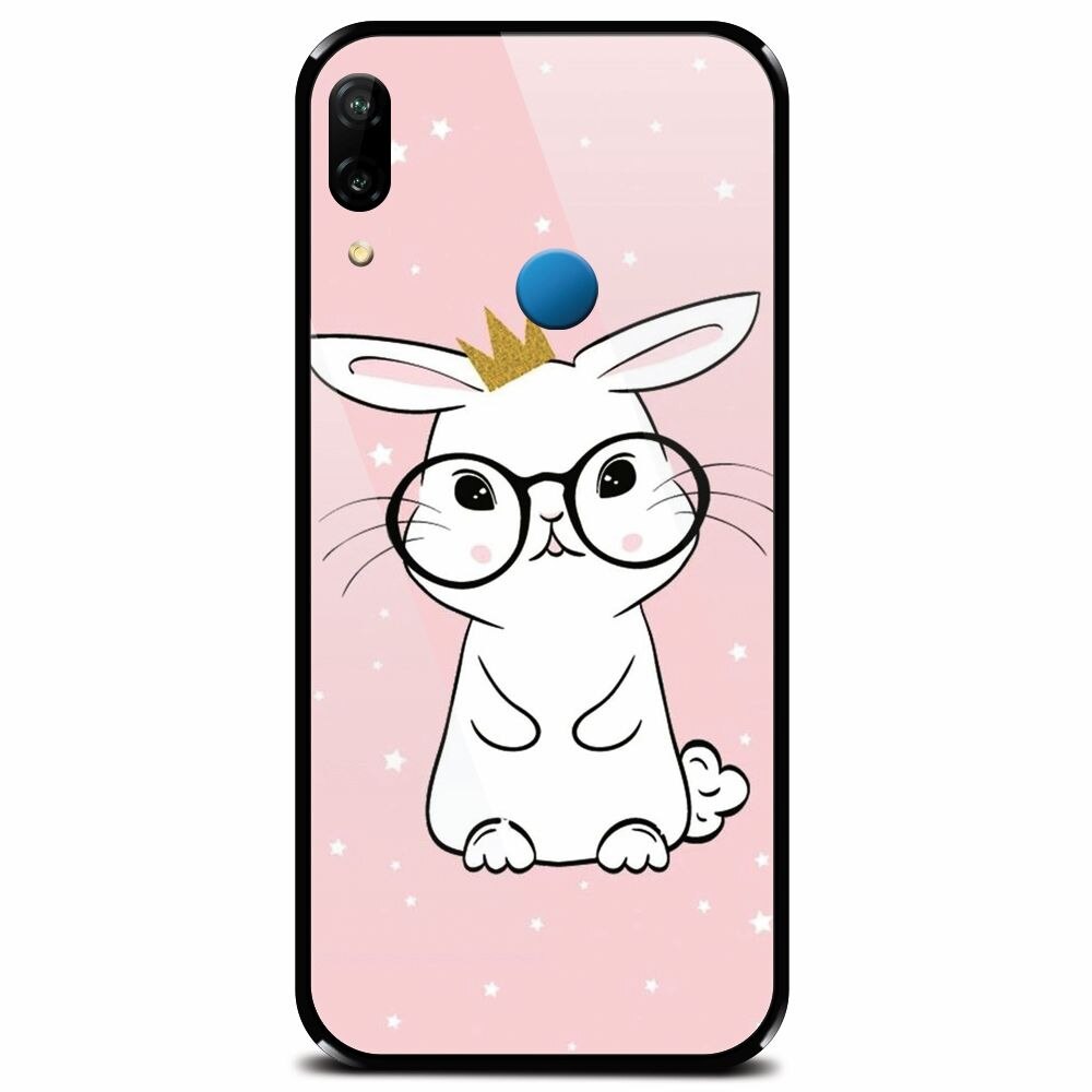 Husa din sticla securizata pentru Huawei P20 Lite, Cute Rabbit
