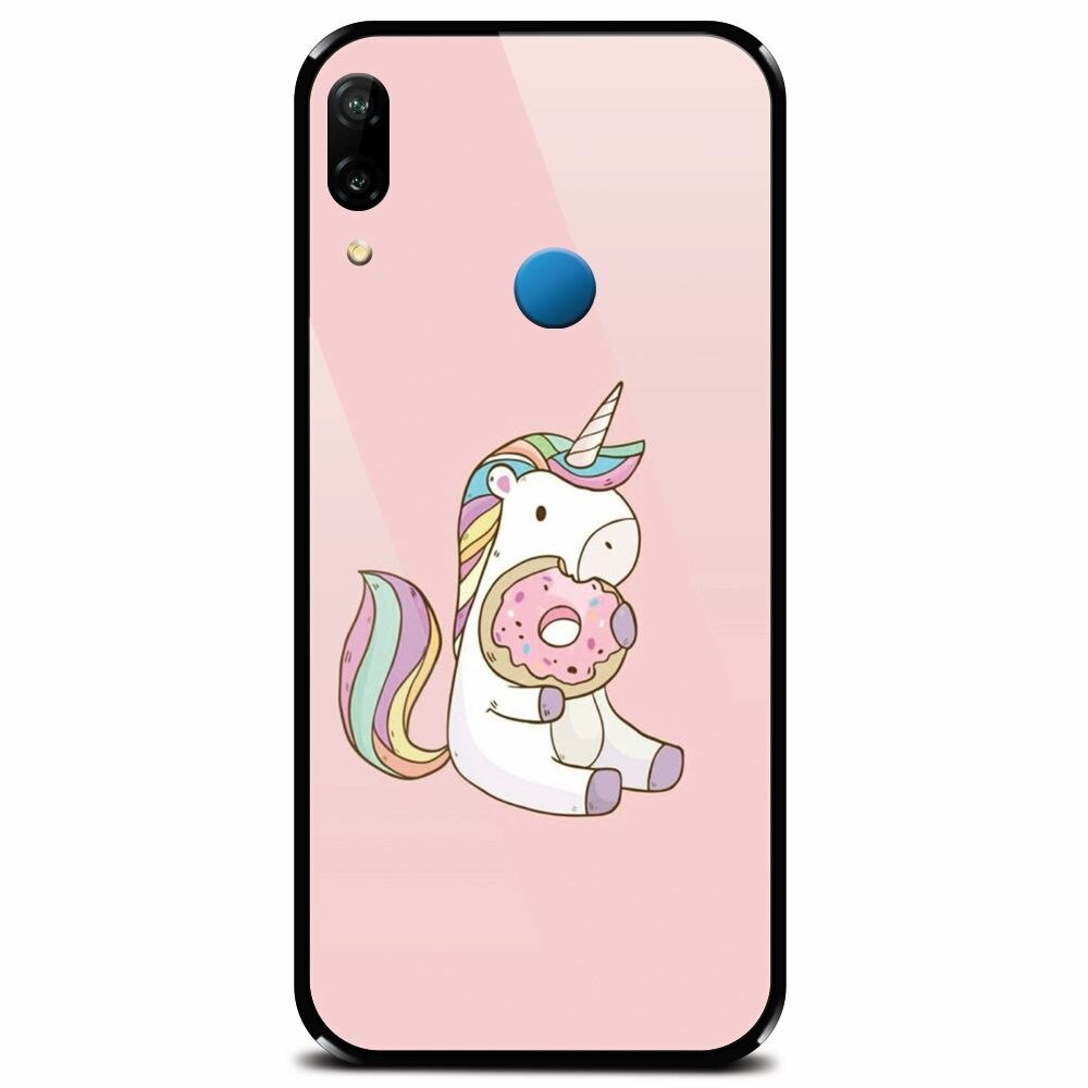 Husa din sticla securizata pentru Huawei P20 Lite, Unicorn Donuts