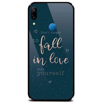 Husa din sticla securizata pentru Huawei P20 Lite, Fall In Love Husa din sticla securizata pentru Huawei P20 Lite, Fall In Love
