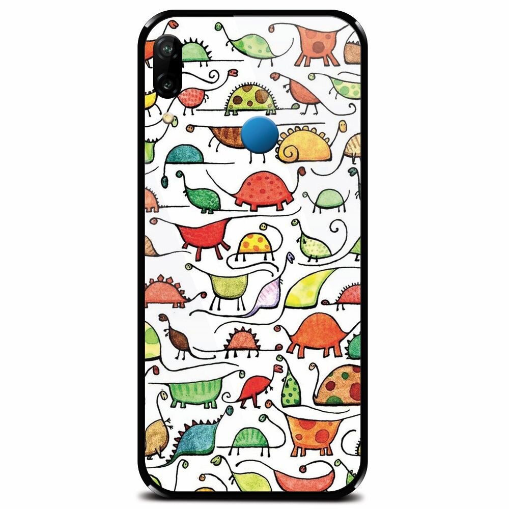 Husa din sticla securizata pentru Huawei P20 Lite, Dino