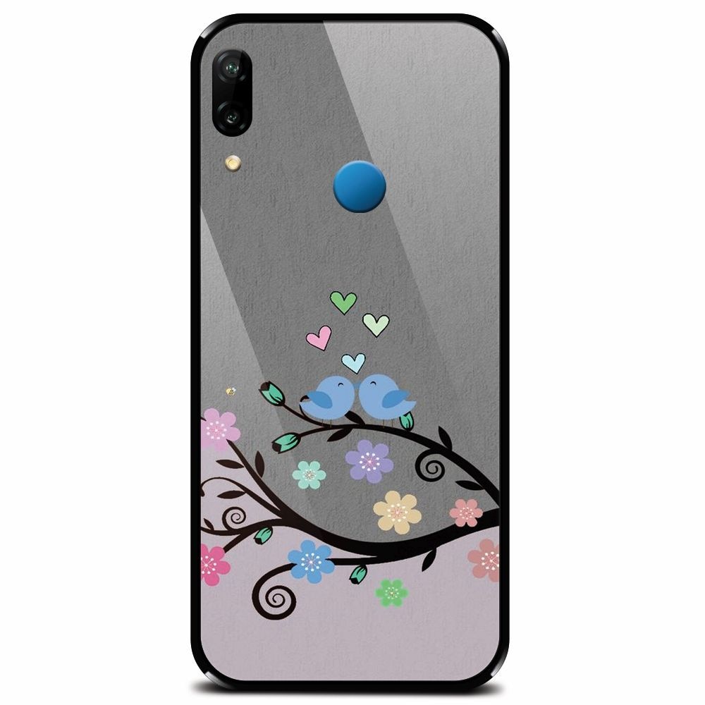 Husa din sticla securizata pentru Huawei P20 Lite, Bird Love