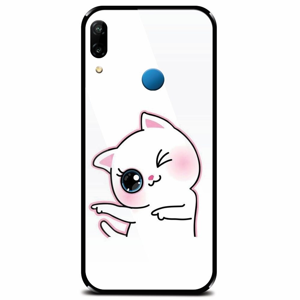 Husa din sticla securizata pentru Huawei P20 Lite, Cute Kitty