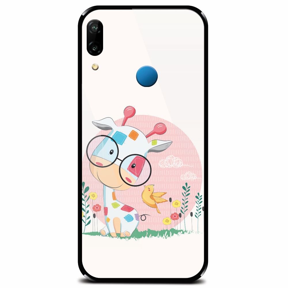 Husa din sticla securizata pentru Huawei P20 Lite, Baby Giraffe