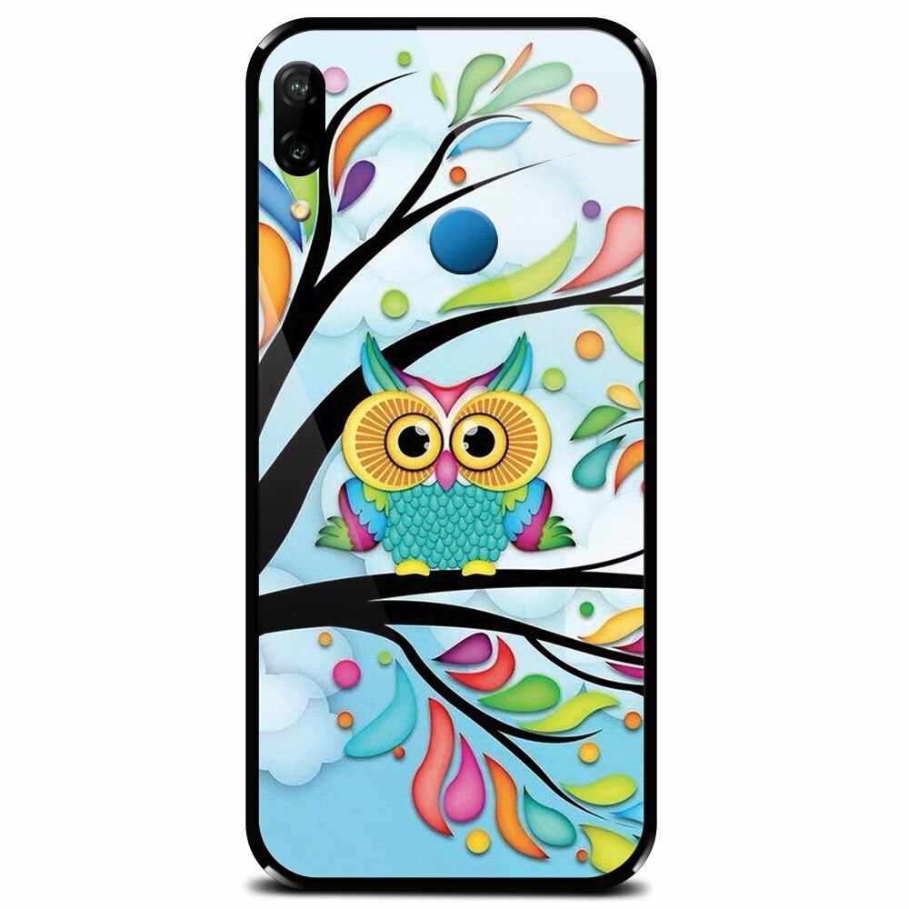 Husa din sticla securizata pentru Huawei P20 Lite, Owl 101