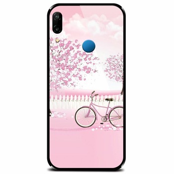 Husa din sticla securizata pentru Huawei P20 Lite, Pink Spring Husa din sticla securizata pentru Huawei P20 Lite, Pink Spring