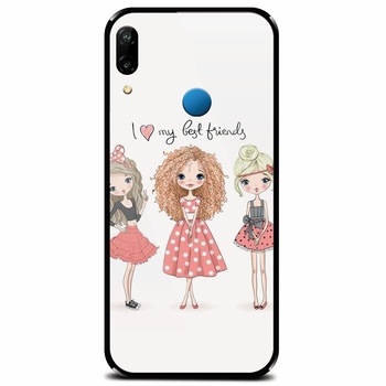Husa din sticla securizata pentru Huawei P20 Lite, I Love My Best Friends Husa din sticla securizata pentru Huawei P20 Lite, I Love My Best Friends
