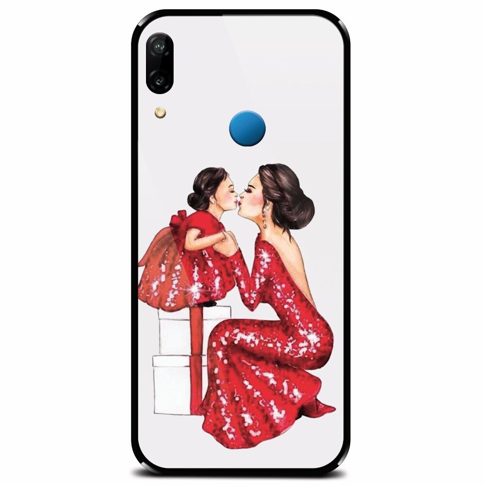 Husa din sticla securizata pentru Huawei P20 Lite, Double Red Dress