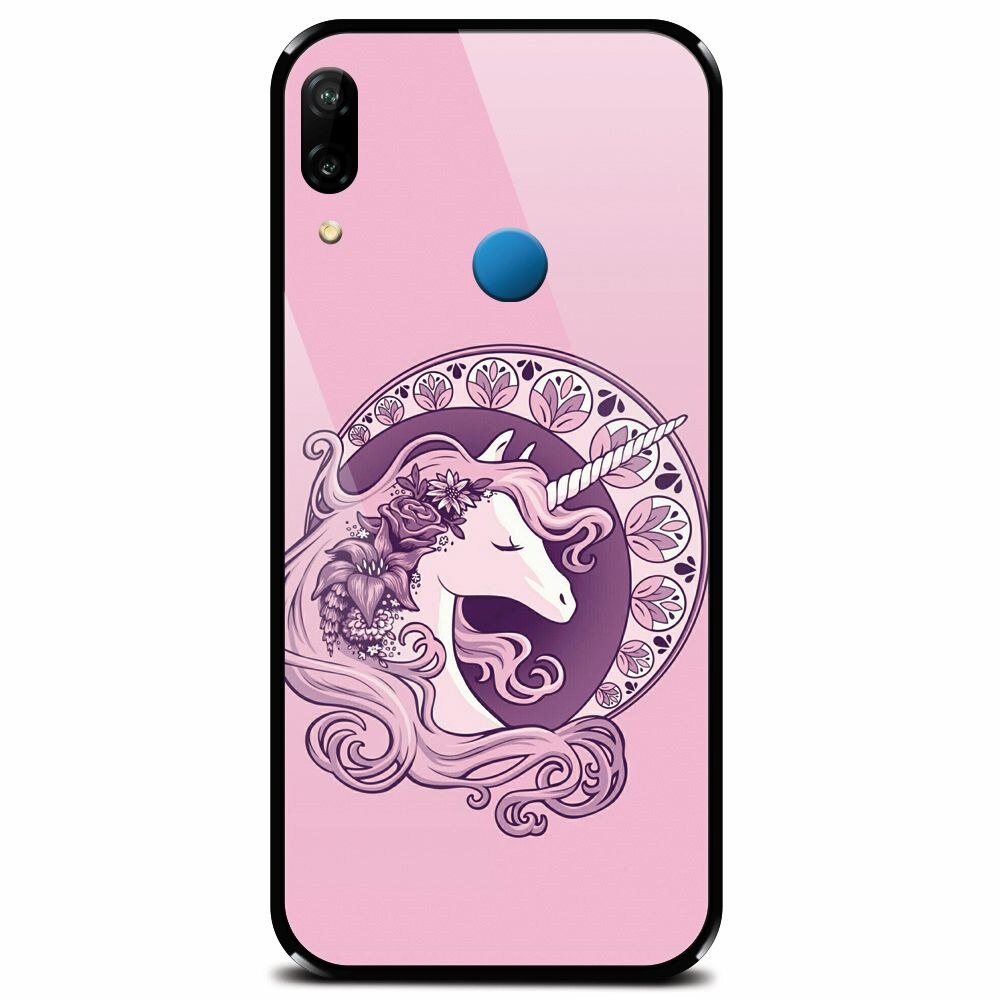 Husa din sticla securizata pentru Huawei P20 Lite, Purple Unicorn