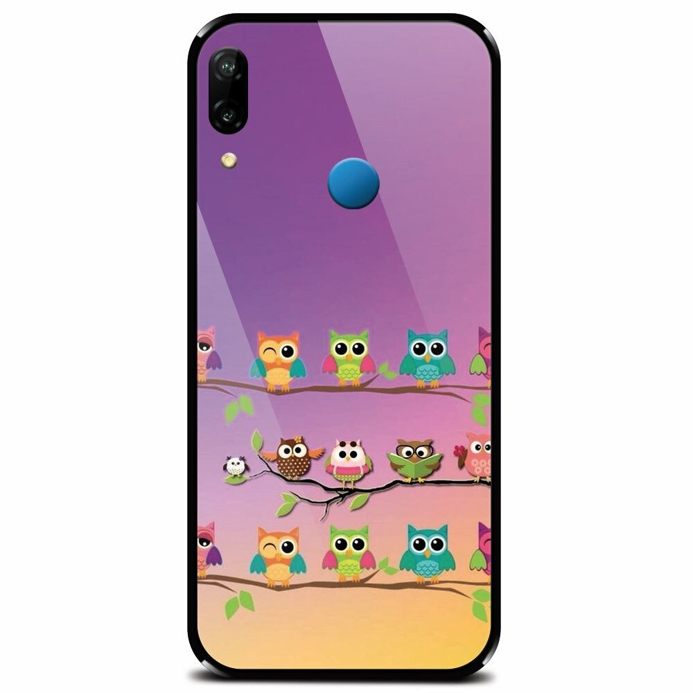 Husa din sticla securizata pentru Huawei P20 Lite, Owls