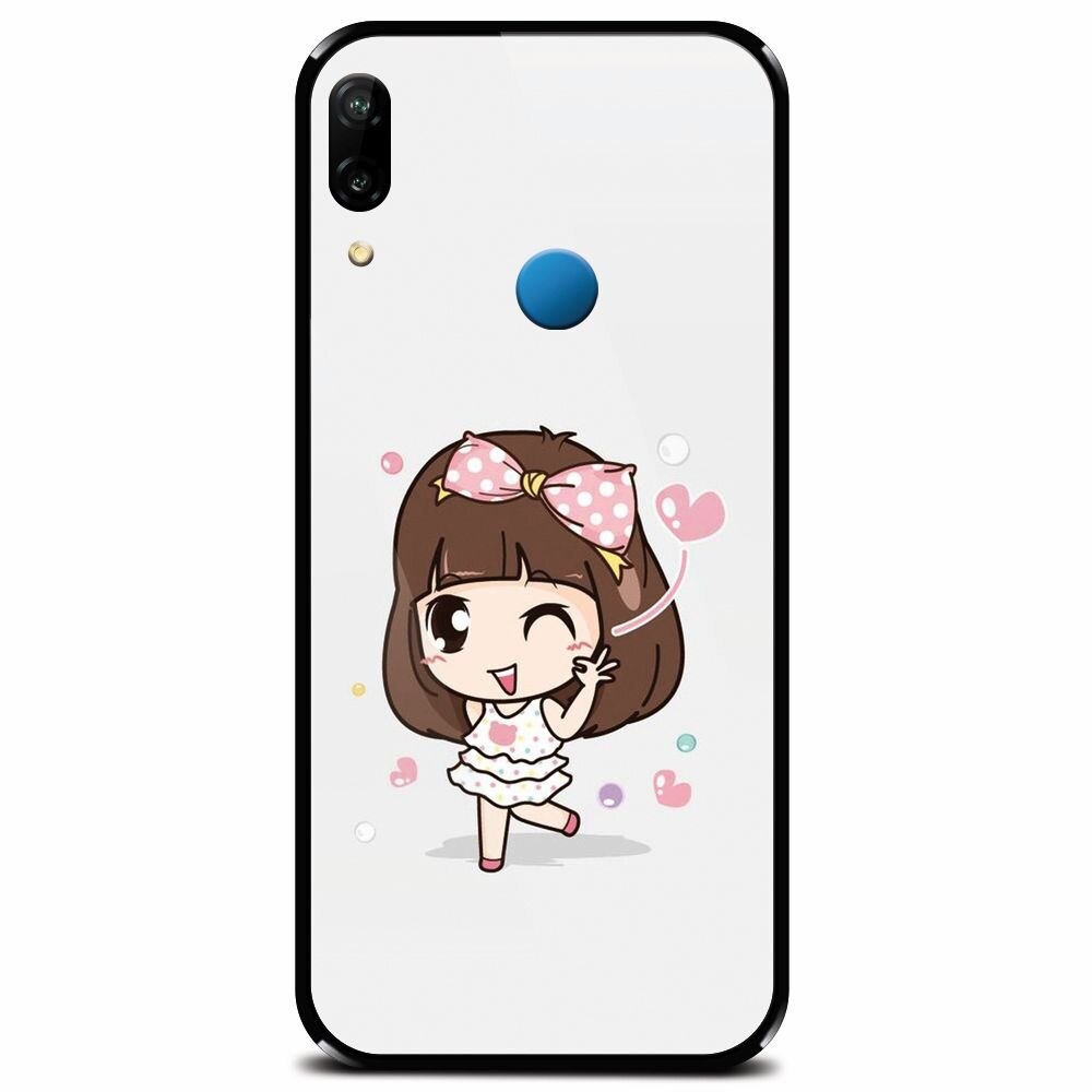 Husa din sticla securizata pentru Huawei P20 Lite, Happy Girl