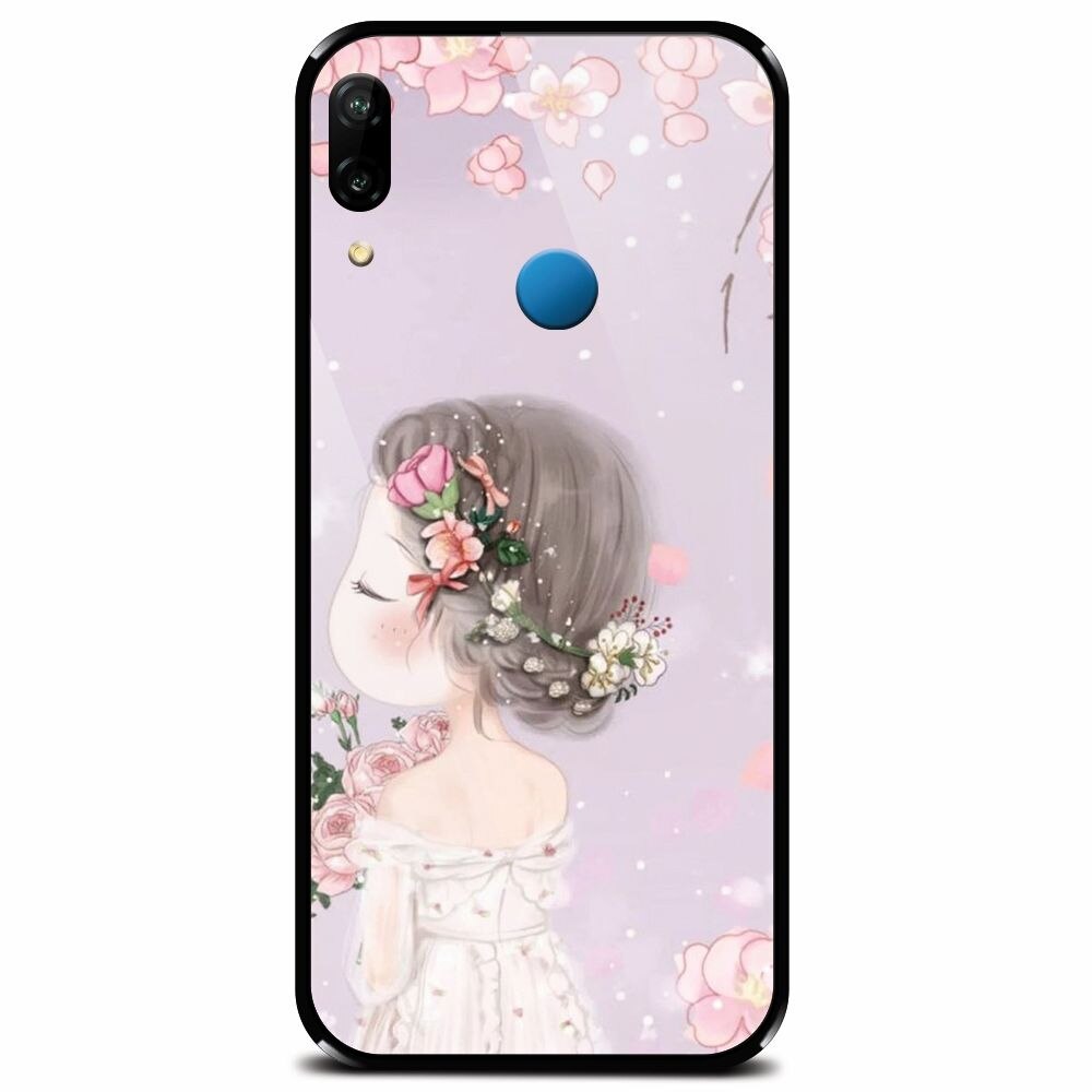 Husa din sticla securizata pentru Huawei P20 Lite, Girl 001