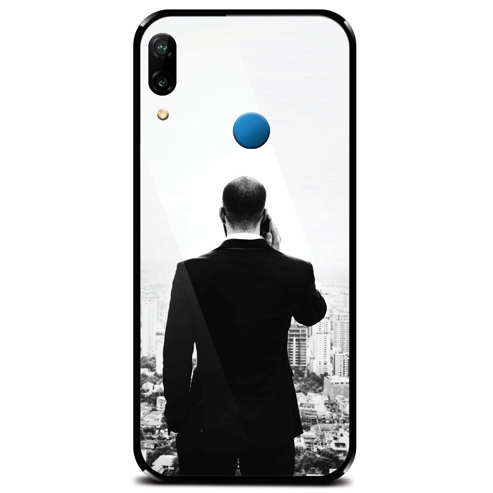 Husa din sticla securizata pentru Huawei P20 Lite, Man In Suit