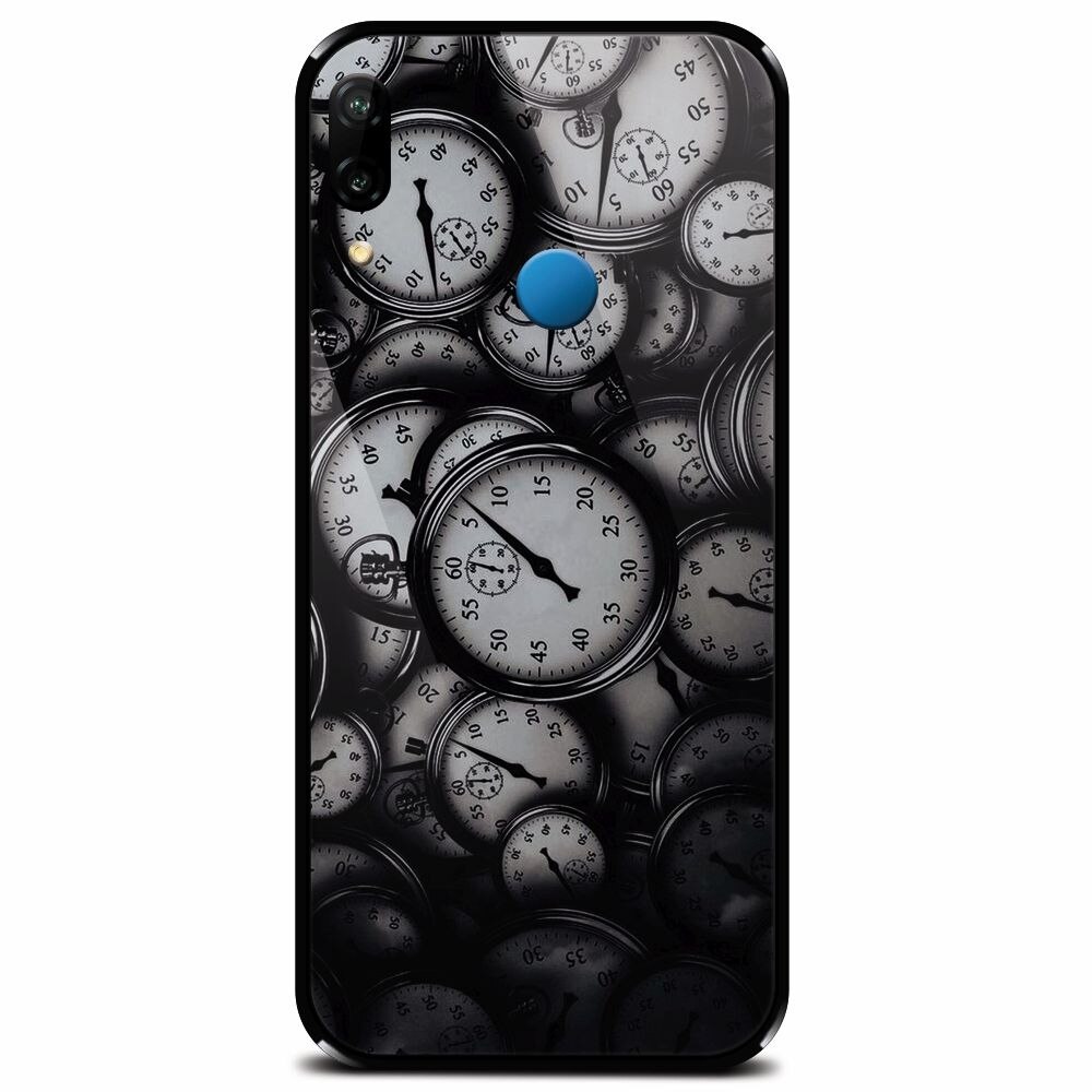 Husa din sticla securizata pentru Huawei P20 Lite, Clocks Bw