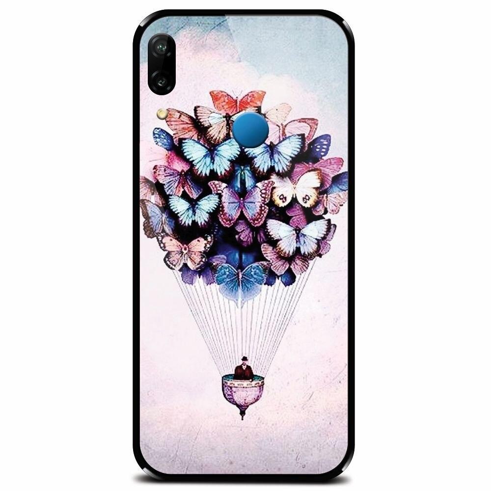 Husa din sticla securizata pentru Huawei P20 Lite, Butterfly Baloon