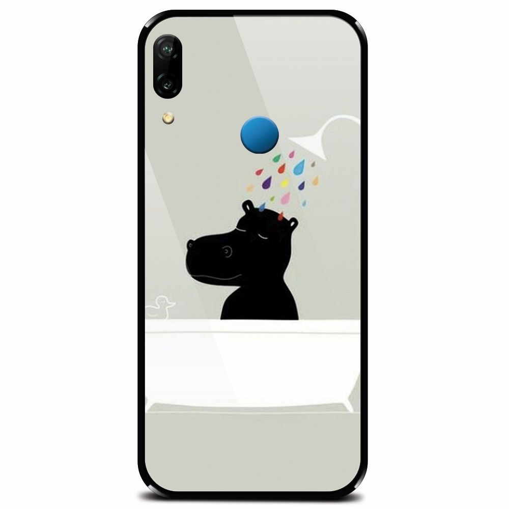 Husa din sticla securizata pentru Huawei P20 Lite, Hippo Bath
