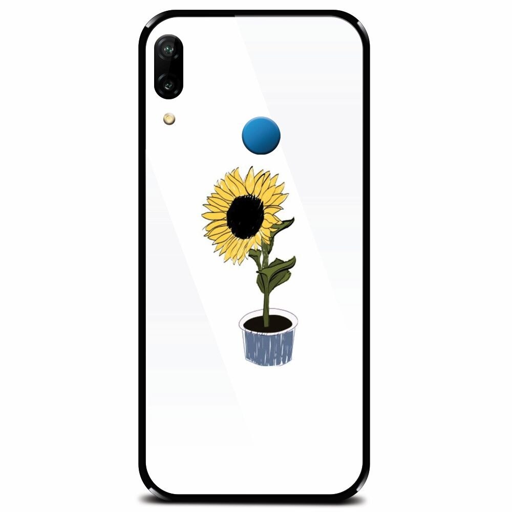Husa din sticla securizata pentru Huawei P20 Lite, Sun Flower