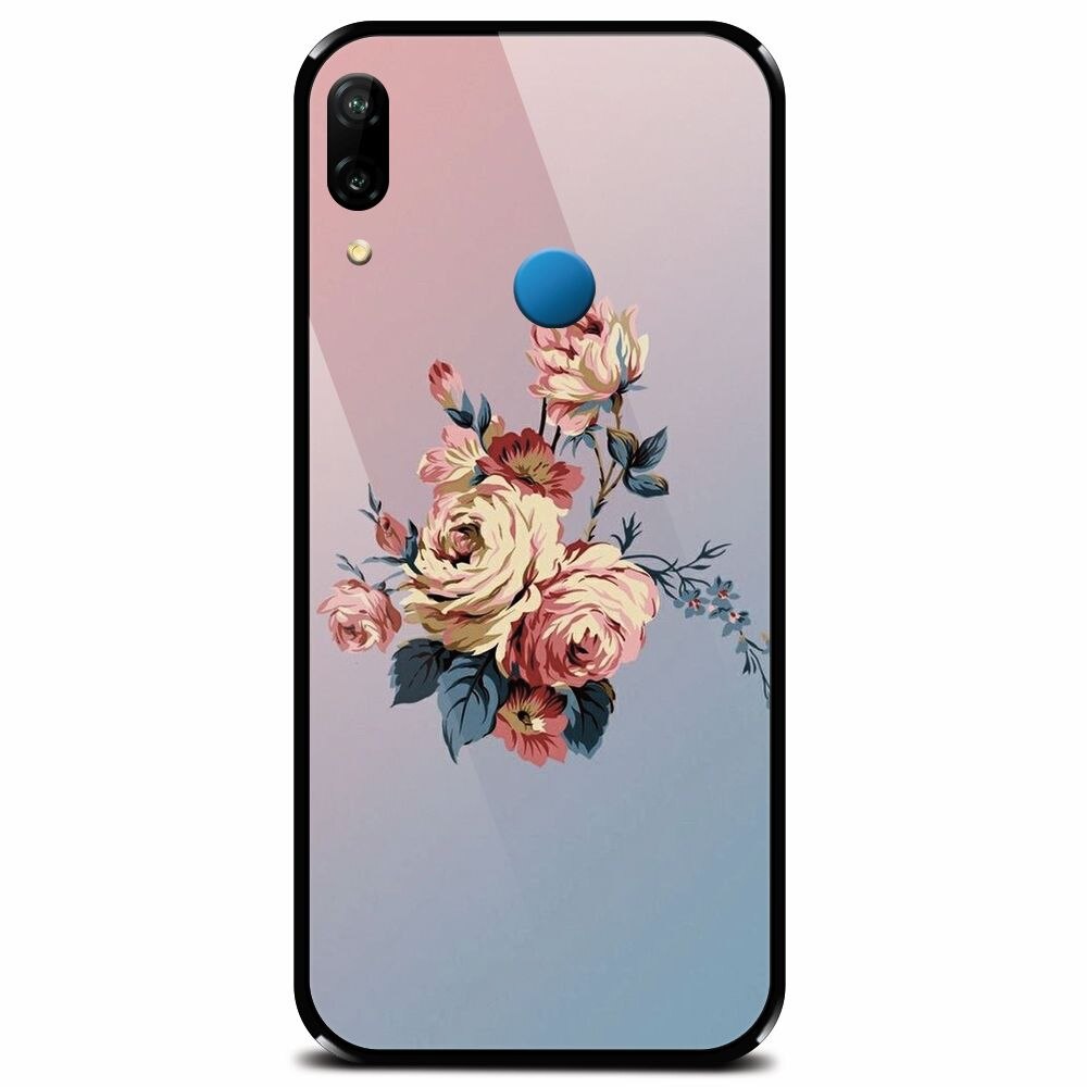 Husa din sticla securizata pentru Huawei P20 Lite, Roses