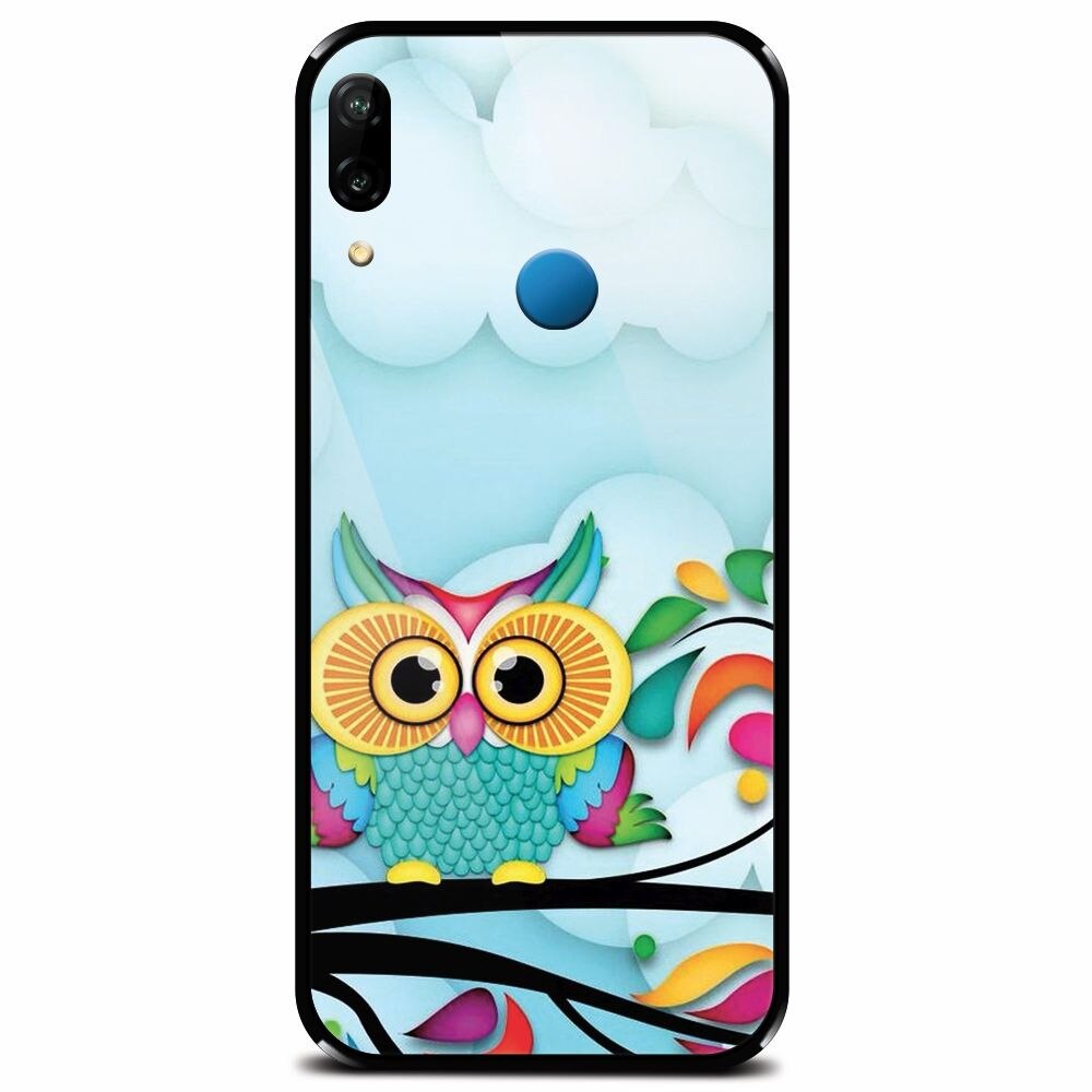 Husa din sticla securizata pentru Huawei P20 Lite, Owl 102