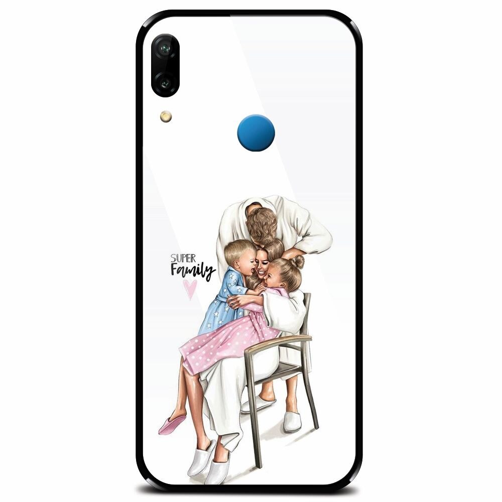 Husa din sticla securizata pentru Huawei P20 Lite, Super Family