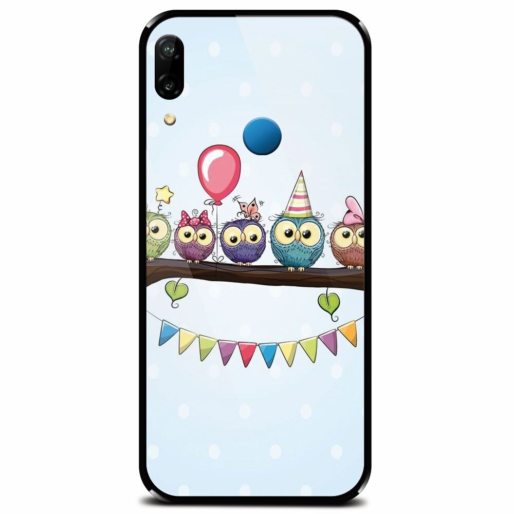 Husa din sticla securizata pentru Huawei P20 Lite, Party Birds