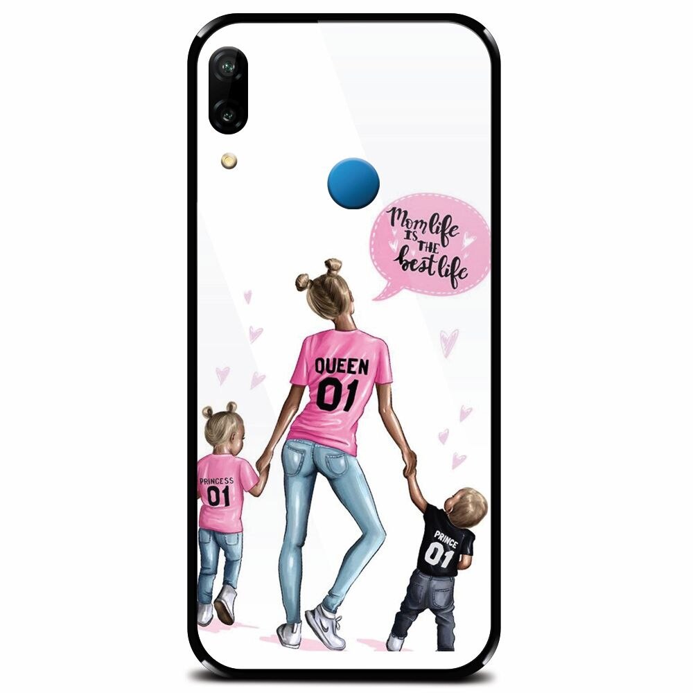 Husa din sticla securizata pentru Huawei P20 Lite, Mom Life