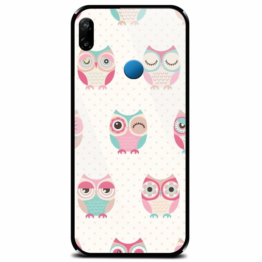 Husa din sticla securizata pentru Huawei P20 Lite, Owl Pattern