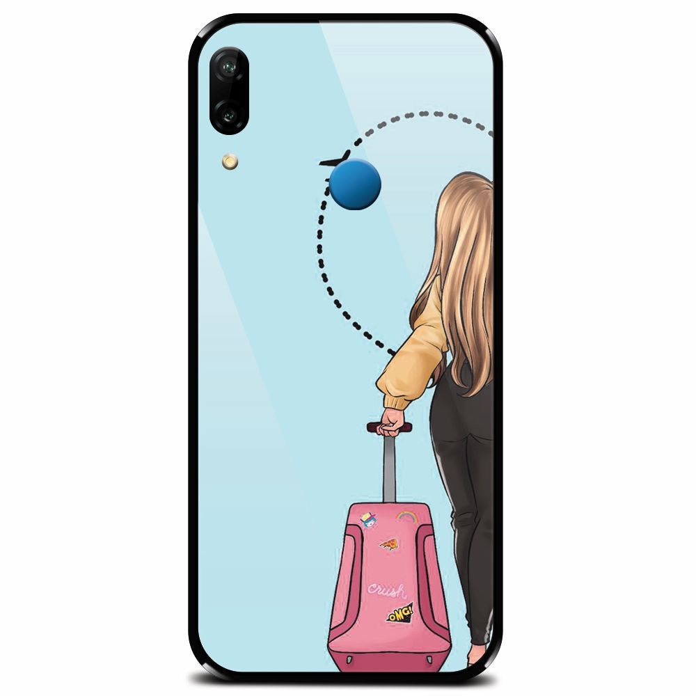 Husa din sticla securizata pentru Huawei P20 Lite, Travel Girl