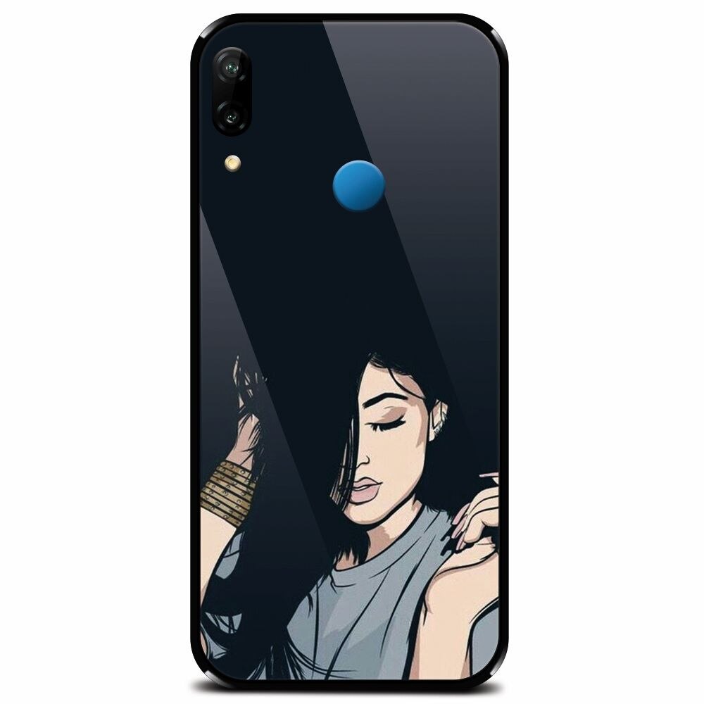 Husa din sticla securizata pentru Huawei P20 Lite, Simple Girl