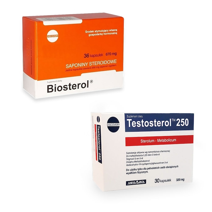 Megabol Biosterol kapszulák, 1 doboz + Testosterone kapszulák, 1 doboz, tesztoszteron és növekedési hormon stimuláció, ösztrogén gátlás